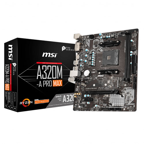 MSI A320M-A Pro Max AM4 AMD Motherboard MSI A320M-A Pro Max AM4 AMD Motherboard