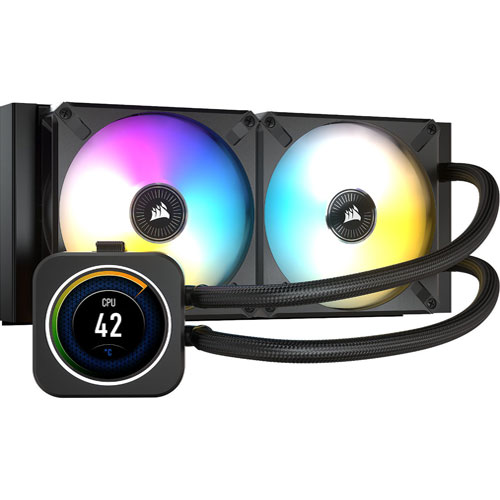 Corsair cue H100i Elite LCD Display Liquid CPU Cooler Corsair cue H100i Elite LCD Display Liquid CPU Cooler