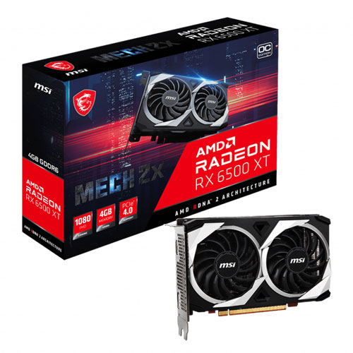 MSI Radeon RX 6500 XT Mech 2X OC 4GB GDDR6 Graphics Card MSI Radeon RX 6500 XT Mech 2X OC 4GB GDDR6 Graphics Card