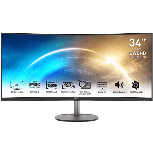 MSI Pro MP341CQ 34” Inch UWQHD (3440 x 1440) 100Hz Business & Productivity Monitor MSI Pro MP341CQ 34” Inch UWQHD (3440 x 1440) 100Hz Business & Productivity Monitor