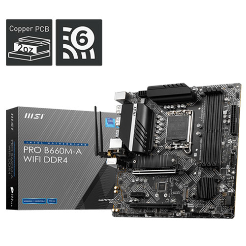 MSI Pro B660M-A (Wi-Fi) DDR4 Motherboard MSI Pro B660M-A (Wi-Fi) DDR4 Motherboard
