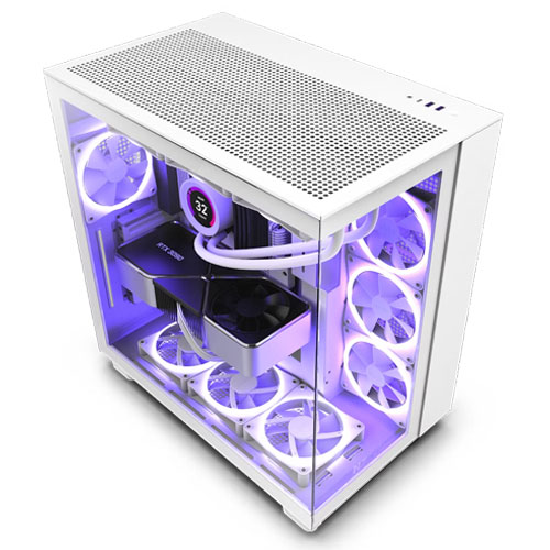 NZXT H9 Flow Edition ATX Mid Tower Premium White Case NZXT H9 Flow Edition ATX Mid Tower Premium White Case