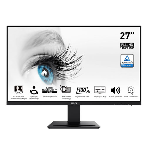 MSI Pro MP273A 27 Inch 100Hz 1ms FHD IPS Level Ultra Slim Frameless Monitor