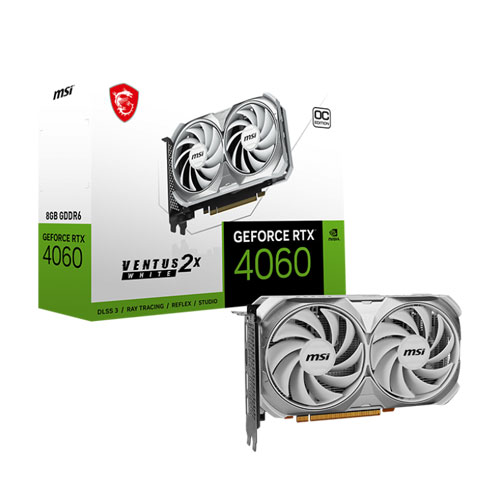 MSI GeForce RTX 4060 Ventus OC 2X 8GB GDDR6X White Graphics Card MSI GeForce RTX 4060 Ventus OC 2X 8GB GDDR6X White Graphics Card