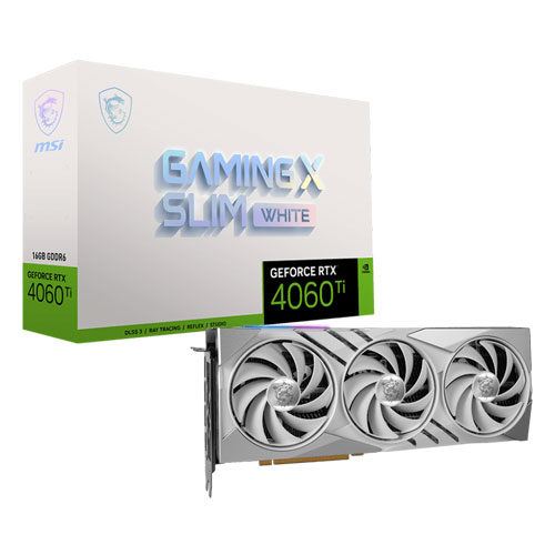 MSI GeForce RTX 4060 Ti Gaming X 16GB GDDR6X SLIM White Graphics Card MSI GeForce RTX 4060 Ti Gaming X 16GB GDDR6X SLIM White Graphics Card