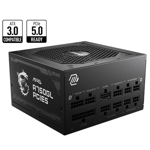 MSI MAG A750GL PCIE5 750 WATT 80 Plus Gold Certified Fully Modular Power Supply