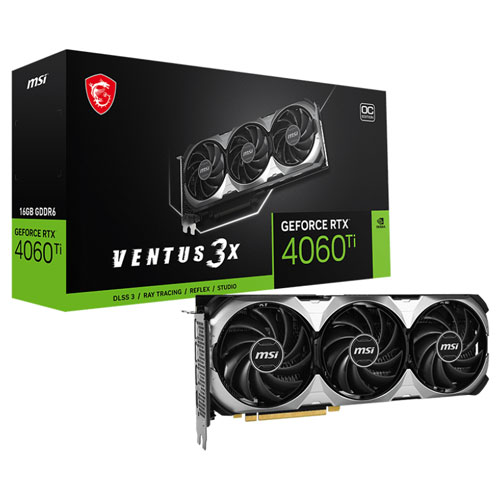 MSI GeForce RTX 4060 Ti Ventus OC 3X 16GB GDDR6X Graphics Card ( 3 YEARS WARRANTY ) MSI GeForce RTX 4060 Ti Ventus OC 3X 16GB GDDR6X Graphics Card ( 3 YEARS WARRANTY )