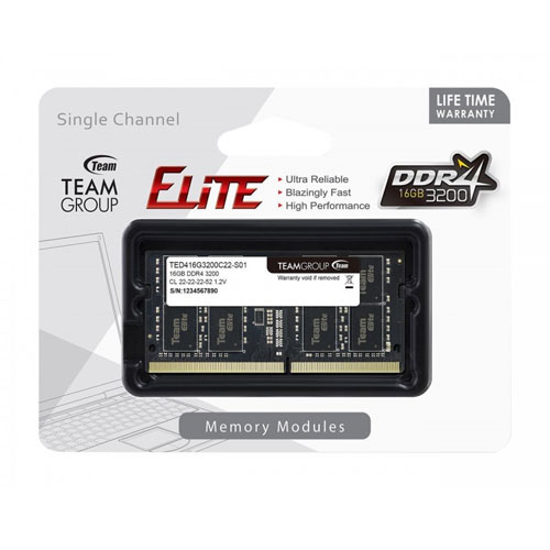 TEAM GROUP ELITE 16GB 3200Mhz SODIMM MEMORY (3 YEARS WARRANTY)