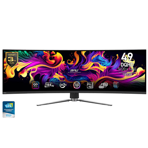 MSI MAG 491CQP 49 Inch QD-OLED UWQHD (5120 x 1440) 144Hz 0.03ms Adaptive-Sync Compatible Frameless Gaming Monitor ( 3 YEARS WARRANTY )