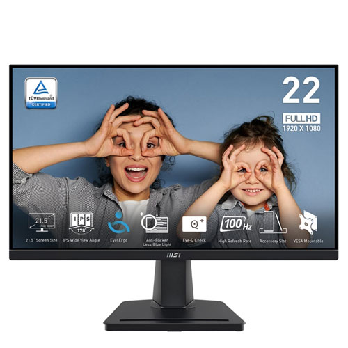 MSI Pro MP225 21.5" Inch 100Hz 1ms FHD IPS Ultra Slim Frameless Monitor (3 YEARS WARRANTY)